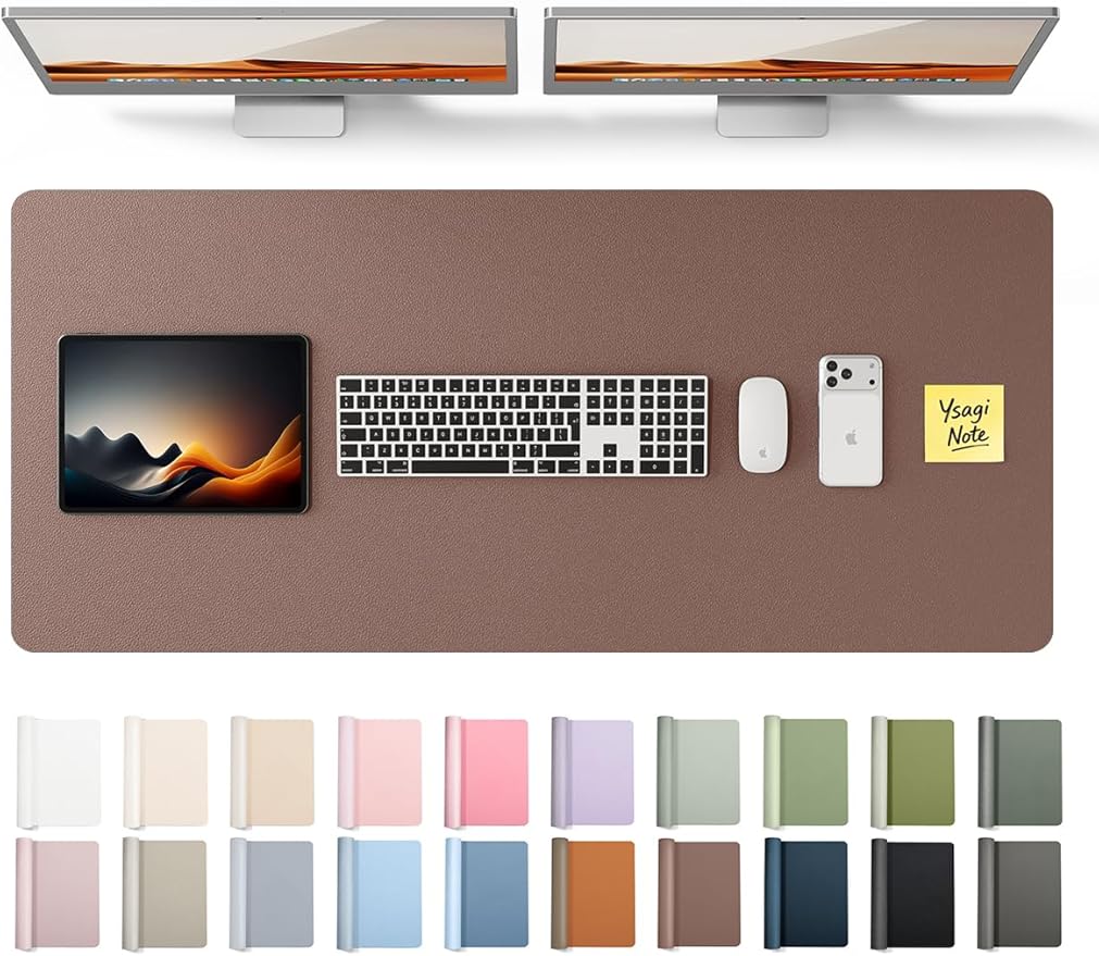 YSAGi Leather Desk Protector, Office Mat, Large Mouse Mat, Non-Slip PU Leather Blotter, Laptop Desk, Waterproof Writing Pad for Office and Home (Chocolate, 47" x 17")
