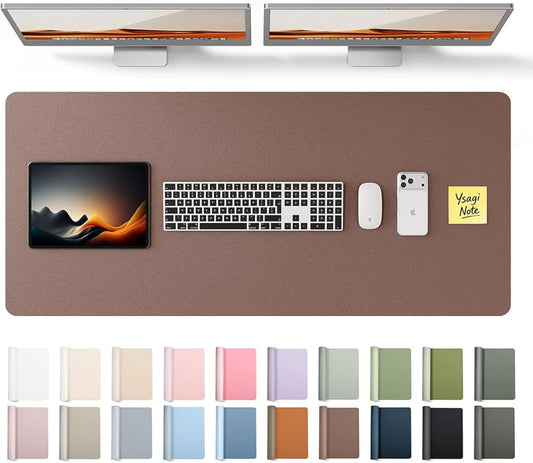 YSAGi Leather Desk Protector, Office Mat, Large Mouse Mat, Non-Slip PU Leather Blotter, Laptop Desk, Waterproof Writing Pad for Office and Home (Chocolate, 47" x 17")