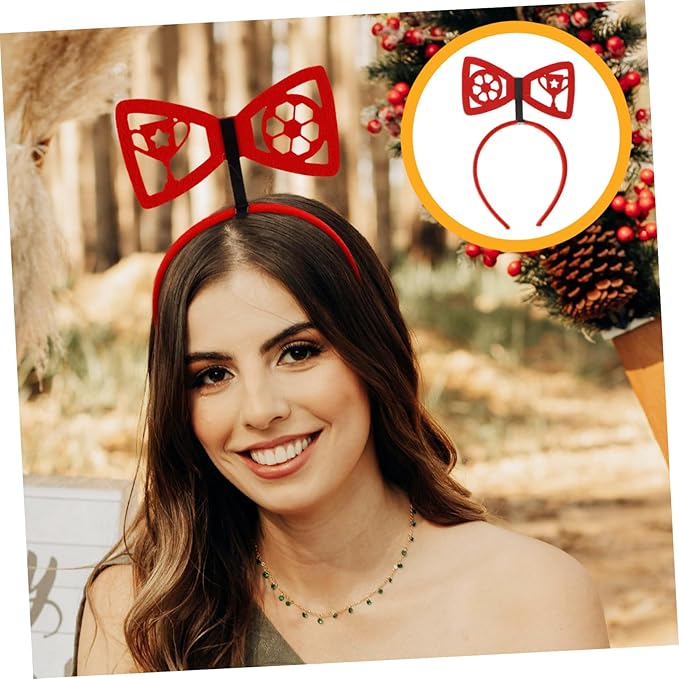 LIFKOME 3pcs Football Head Boppers Soccer Themed Hairbands with Bowknot Design for Festival Party Cheerleading Sports Accessories