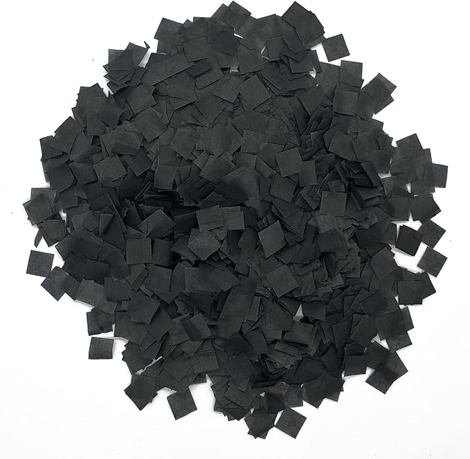 Ultimate Confetti, Black Biodegradable Confetti Squares - Flame-Resistant and Slow-Falling Tissue Paper Confetti for Cannon and Launcher use – Best for Celebrations - 1 lb, 16 oz