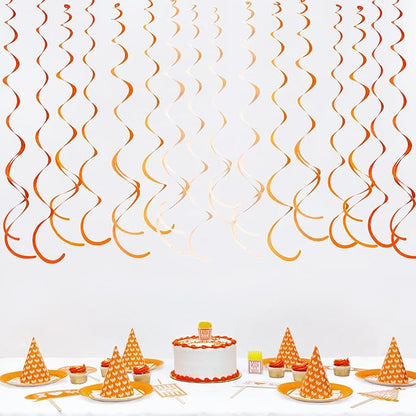 36Pcs Orange Hanging Swirl Decorations Ombre Orange Felt Swirl Streamer Spiral Ceiling Garland for Fall Autumn Harvest Thanksgiving Birthday Wedding Baby Shower Bachelorette Party Supplies