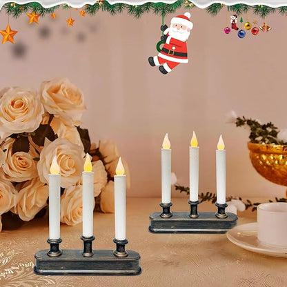 GOOTHY Battery-Operated LED Window Candles with Sensor Dusk to Dawn, 3 Lights Christmas Window Candles with Flickering Flameless LED Lights, 9'' Flameless Taper Candle for Table Home Christmas Decor