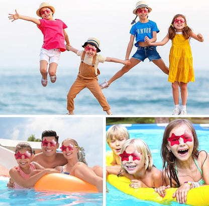 PLULON 7 Pairs Rose Star Sunglasses Rimless Star Shape Sunglasses Party Star Glasses Bulk Bachelorette Sunglasses Star Party Favors for Birthday Beach Kids Adult