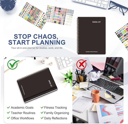 Planner 2026-2027, Weekly and Monthly Academic Year Calendar Planner, July 2026 - June 2027, Daily Agenda Book for Office School Supplies, A5(6.3'' x 8.5'')