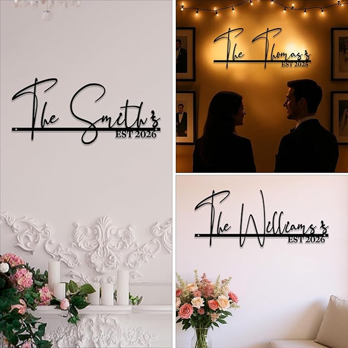 Personalized Family Name Sign,Custom Last Name Sign with Special Day,Custom Metal Wall Decor Sign with Company Slogan,Blessing&Meaningful Phrases for Shop Opening,Anniversary,Valentines Day Gift