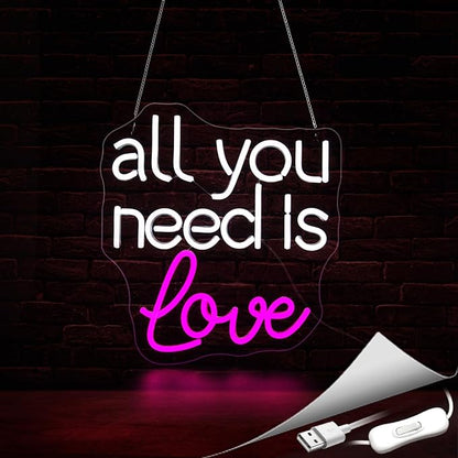 All You Need is Love Neon Sign, Neon Signs for Wall Decor Neon LED Signs Room Neon Light Up Signs Home Decor