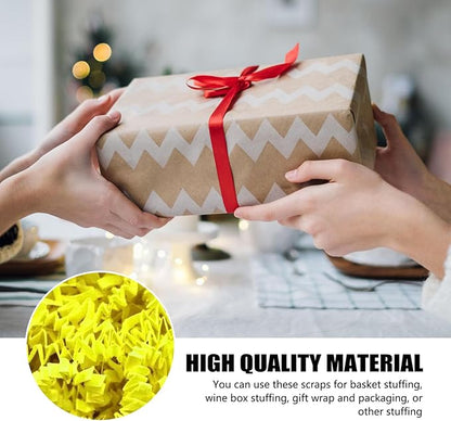 ZEBMOON 1 LB Yellow Crinkle Cut Paper Shred Filler Great for Gift Wrapping, Basket Filling, Birthday, Wedding, Halloween, Thanksgiving, Christmas Day New Year Party Decorations Filling Supplies