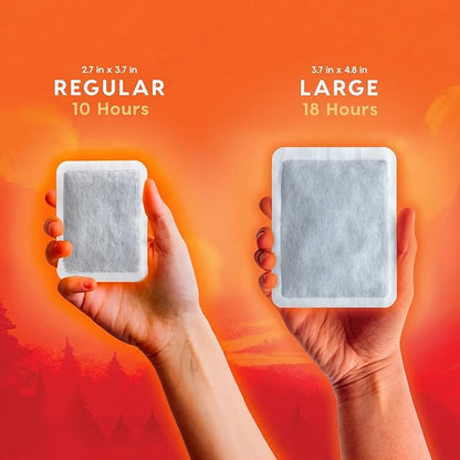 IRIS USA Hand Warmers, Regular/Large/Jumbo, 30/60 Individual Warmers, Regular/Adhesive Body Warmers Up to 10/12/18 Hours Disposable Handwarmer Bulk for Hot Hands Feet Chest Back, TSA-Approved, Camping
