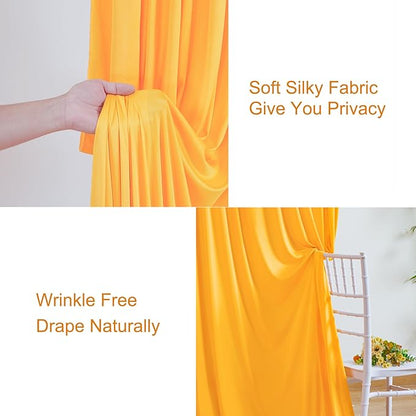 Marigold Backdrop Curtain for Parties Wrinkle Free Orange Photo Curtains Backdrop Drapes Fabric Decoration for Wedding Birthday Party Baby Shower 5ft x 7ft,2 Panels
