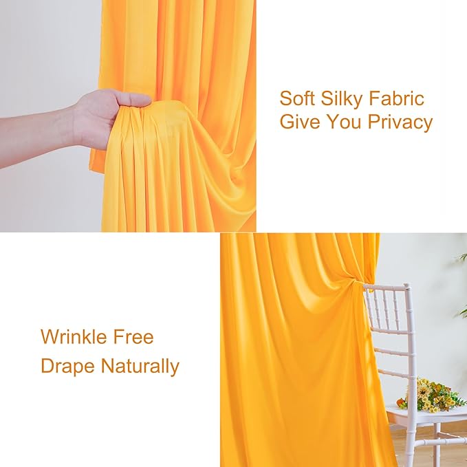 10x10 Marigold Backdrop Curtain for Parties Wrinkle Free Orange Photo Curtains Backdrop Drapes Fabric Decoration for Wedding Birthday Party Baby Shower 5ft x 10ft,2 Panels