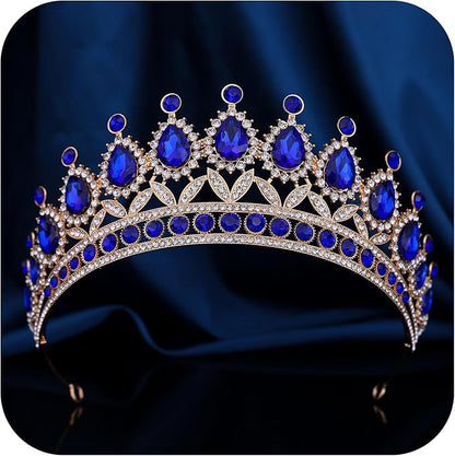 FORSEVEN Crystal Tiaras and Crowns for Women - Wedding and Birthday Party Princess Crown Hair Accessories - Bride Rhinestone Headband Halloween Decorations Hairband