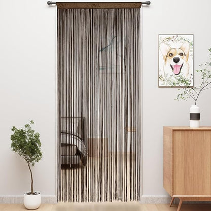 YIIBAII Door String Curtains Fringe Door Curtains for Doorways Window Room Decoration Living Room Divider(39"x110", Coffee)