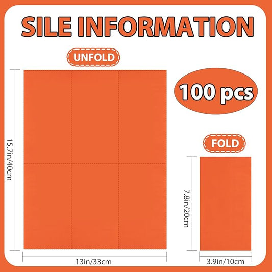 100 Pcs Orange Paper Napkins Disposable - Orange Guest Dinner Napkins for Bathroom Wedding Birthday Picnic Fall Thanksgiving Party
