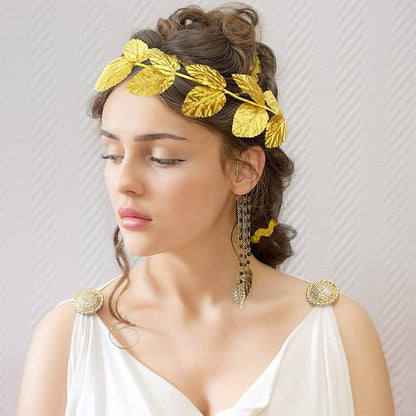 Unittype 4 Pcs Gold Laurel Crown Wreath Gold Leaf Headband Greek Toga Goddess Costume Headpiece for Women Halloween Accessories