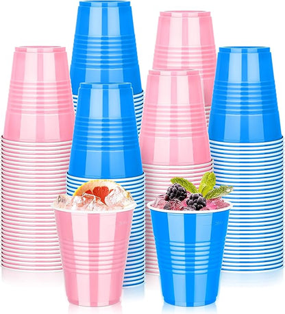 KesaPlan 100 PCS 12 OZ Gender Reveal Plastic Cups, Pink and Blue Cups for Party, Disposable Drinking Cup Bulk for Baby Shower Party Team Birthday Wedding Bachelorette Easter Holiday Supplies