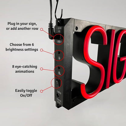 SpellBrite Custom Signs for Business | Custom Neon Sign Look, LED Light Source | Changeable 6.3" LED Letters (1 row, 10 characters)