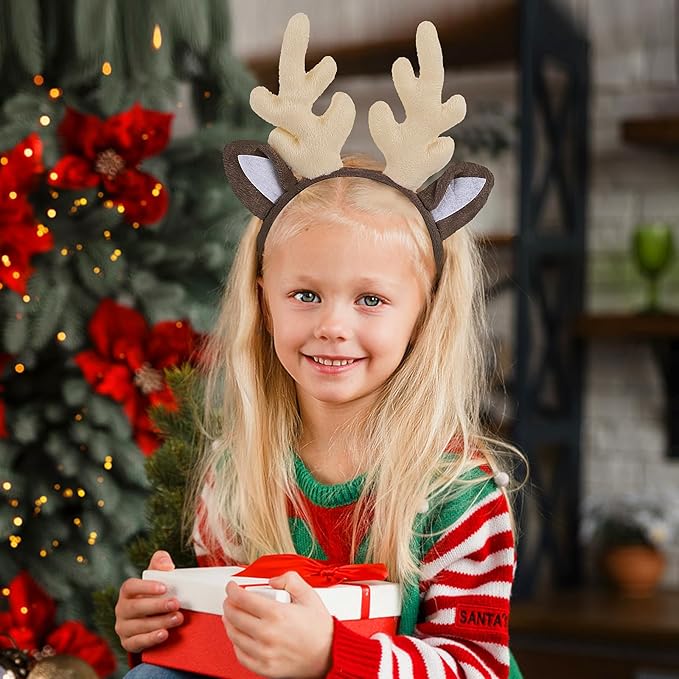 DIVINA VITAE Christmas Reindeer Antlers Headband Cute Antler Headband Headpiece Womens Deer Antlers Costume