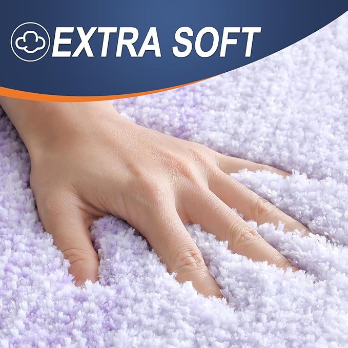 OLANLY Bathroom Rugs Mat 59x20, Extra Soft Absorbent Microfiber Bath Rug, Rubber Backing, Quick Dry, Machine Washable Bath Mats for Bathroom Floor, Tub and Shower, Home Decor Accessories, Light Purple