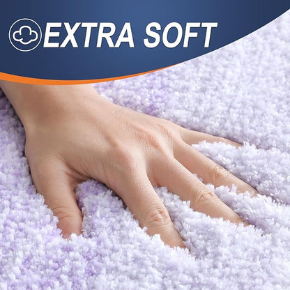 OLANLY Bathroom Rugs Mat 34x21, Extra Soft Absorbent Microfiber Bath Rug, Rubber Backing, Quick Dry, Machine Washable Bath Mats for Bathroom Floor, Tub and Shower, Home Decor Accessories, Light Purple