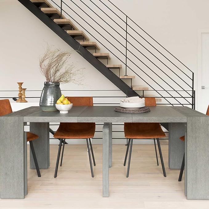 Transformer Table - Solid Wood Extendable Dining Table, Seats 2-12, Expandable Dining Room Table, Space-Saving Furniture, Kitchen and Dining Room Furniture (Dark Grey, Table Only)