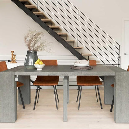 Transformer Table - Solid Wood Extendable Dining Table, Seats 2-12, Expandable Dining Room Table, Space-Saving Furniture, Kitchen and Dining Room Furniture (Dark Grey, Table Only)