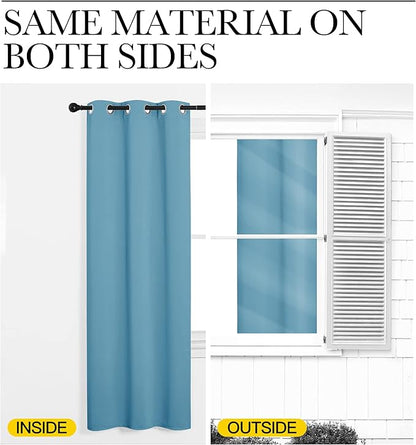 NICETOWN Room Darkening Curtain Panels - Toddler Boy Bedroom Drapes with Grommet Top, Energy Smart Window Treatment Curtains(Teal Blue, 42 inches W x 95 inches L, 2 Panels)