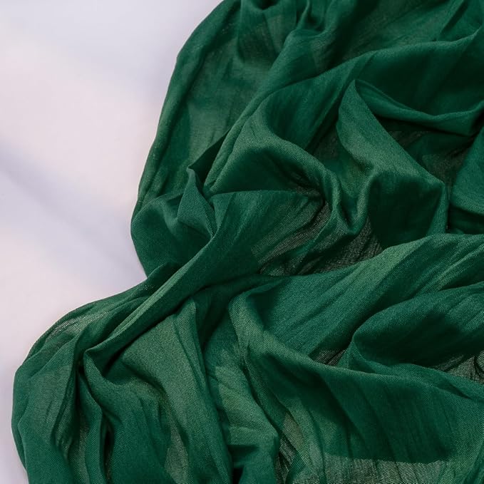 Emerald Green Cheesecloth Table Runner 12 Pack Christmas Green Table Runners Boho Gauze 120 Inches Cheese Cloth Table Decor for Xmas Holiday Season Parties Wedding Bridal Baby Shower