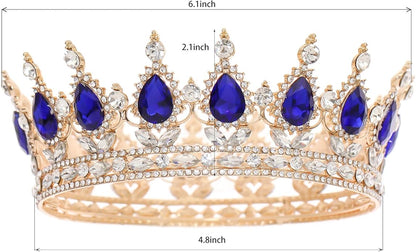 FORSEVEN Queen Crown Rhinestone Wedding Crowns and Tiaras for Women Costume Party Hair Accessories Princess Birthday Crown Crystal Bridal Crown Christmas Decorations Headband