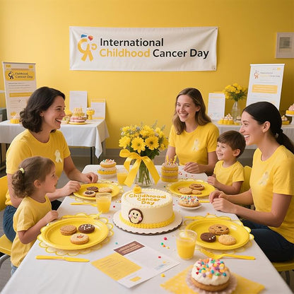 100 Pcs Childhood Cancer Awareness Items 13.5" Scalloped Childhood Cancer Awareness Paper Placemats Gold Ribbon Place Mats for Fundraisers Charity Survivor Fighter Party Supplies