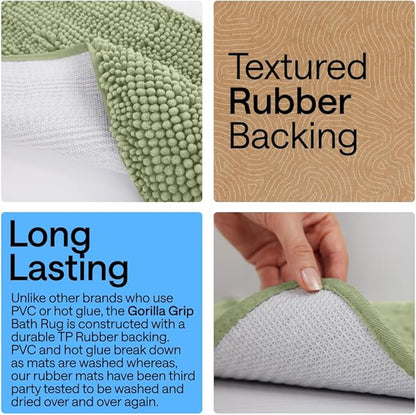 GORILLA GRIP Bathroom Rug Sets, Soft Chenille 2 Piece Area Rugs Set, Toilet Base Mat and 30x20 Carpet, Absorbent Microfiber Washable Mats Dry Quickly, Home Décor and Bath Room Accessories Sage Green