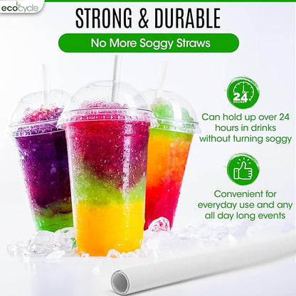 Biodegradable Disposable Bamboo Fiber Straws- 200pcs | 7.8'' Inch | Compostable and Biodegradble