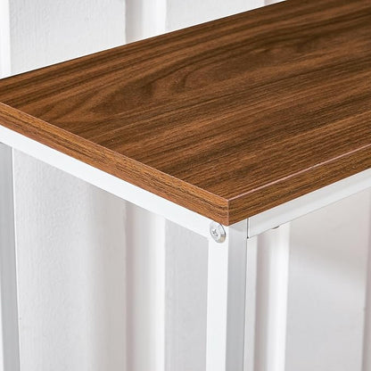 HOOBRO Narrow Console Table, 29.5" Small Entryway Table, Thin Sofa Table, Side Table, Display Table, for Hallway, Bedroom, Living Room, Foyer, White and Walnut WH75XG01