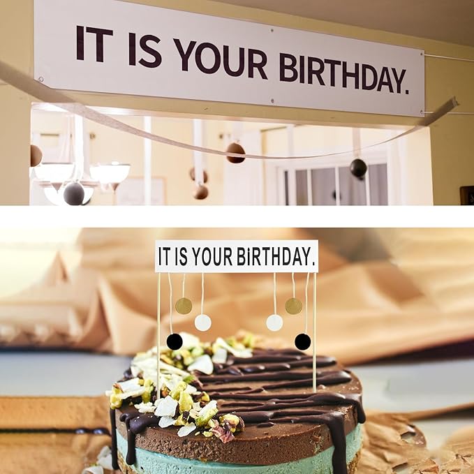 The Office Birthday Decorations with It Is Your Banner, Cake Topper, 50Pcs Office Merch, 12Inches Grey Brown Black Balloons Packs for colleagues Boss Birthday Party Decorations (50)