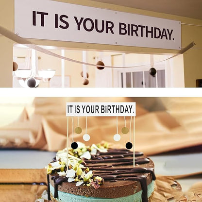 The Office Birthday Decorations with It Is Your Banner, Cake Topper, 50Pcs Office Merch, 12Inches Grey Brown Black Balloons Packs for colleagues Boss Birthday Party Decorations (50)