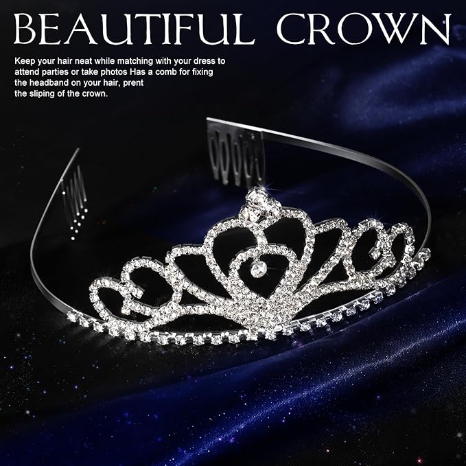 Teenitor Crown, 5pcs Tiaras for Women, Tiara Crown, Silver Tiara for Little Girls Rhinestone Headbands Wedding Headband Party
