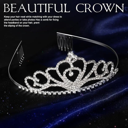 Teenitor Crown, 5pcs Tiaras for Women, Tiara Crown, Silver Tiara for Little Girls Rhinestone Headbands Wedding Headband Party