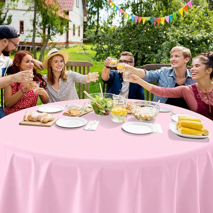 MASHAN 6Pack Round Gender Reveal Tablecloths,Disposable Plastic Pink and Blue Tablecloth,Table Covers for Boy or Girl Baby Shower Party Decorations,84 Inch