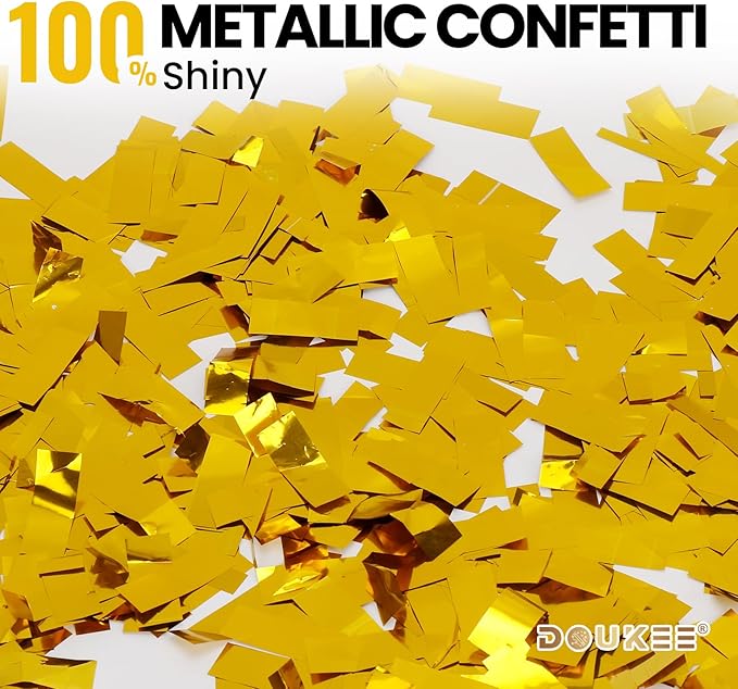 Graduation Confetti Poppers Gold, DOUKEE 2Pack Shiny Gold Mylar Confetti Poppers Cannon Party Shooter for Graduation, New Years Eve, Birthday Party Supplies -12 Inch