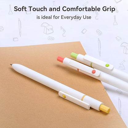 Gel Pens, 5Pcs 0.5mm Fine Point Pens With Smooth Writing, Quick Dry Aesthetic Pens For Journaling, Ballpoint for Office Writing Supplies, Gifts for Women and Men (Ivory White)