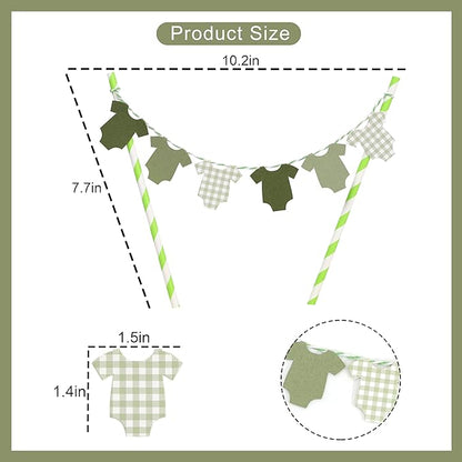 Green Baby Shower Cake Topper - Green Bodysuit Gingham Cake Topper,Gender Reveal Decor,Baby Shower Cake Decorations,Gingham Onesie Party Decorations (green-2)