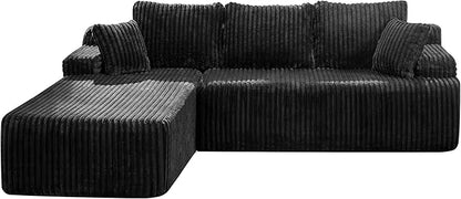 Hobestluk Modular Sectional Sofa Couches L-Shape Couch 3 Seat Modular Sofa Memory Foam Sectional Couches for Living Room, Cloud Couch with Oversized Chaise (108" Left Facing Chaise)