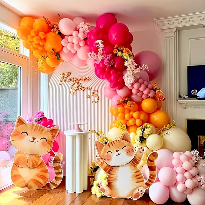 Pink Orang Balloons 12 inch 50 pcs Pink Orang Latex Party Balloons Hot Pink Orange Confetti Balloons for Birthday Baby Shower Wedding Tropical Party Decoration