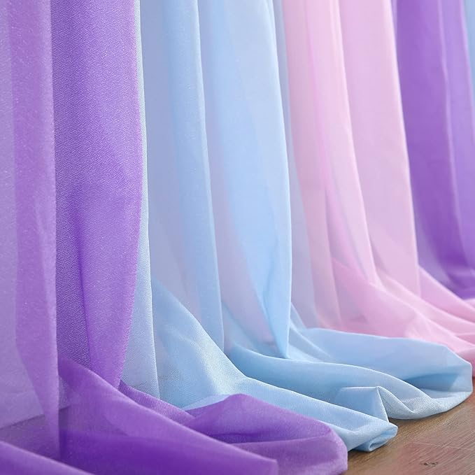 Mermaid Tulle Table Skirt Blue Pink Purple Striped Table Skirts for Rectangle Tables Frozen Baby Shower Mermaid Birthday Parties Decoration 6ft