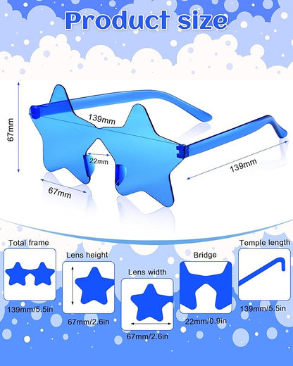 PLULON Star Sunglasses for Women Girls, Color Rimless Star Shaped Sunglasses Bulk for Adults Beach Birthday Swim Pool
