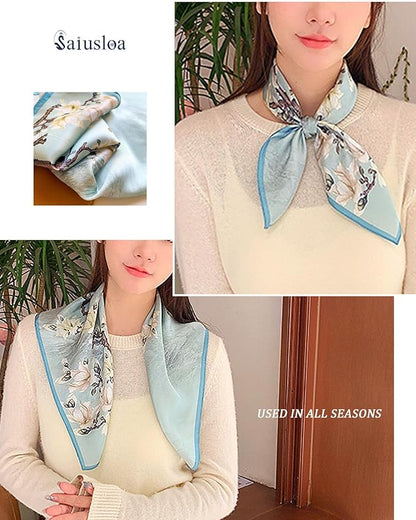 Neck Scarf For Womens Silky Head Scarves Hair Bandanas Square Scarf Fashion Accessories lightweight
