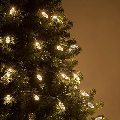 70 C6 LED Warm White Christmas Lights, 24 ft Green Wire Indoor/Outdoor Commercial Grade String for Holiday and Party Lighting