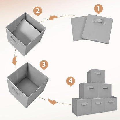 STORAGE MANIAC Storage Cubes, 11 Inch Collapsible Storage Bins with Handles, 8 Pack Fabric Foldable Bins for Organization, Durable Storage Bins for Closet, Shelves, Offices, Toys, 8-Pack Grey