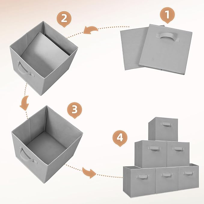 STORAGE MANIAC Storage Cubes, 11 Inch Collapsible Storage Bins with Handles, 10 Pack Fabric Foldable Bins for Organization, Durable Storage Bins for Closet, Shelves, Offices, Toys, 10-Pack Grey