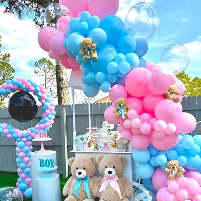Pink and Blue Balloons, 50 Pcs 12 Inch Pink Blue Party Balloons With Pink Blue Latex Balloon Ribbon Pink blue Balloons for Birthday Baby Shower Gender Reveal Wedding Party Decoration
