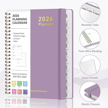 2026 Planner, Weekly and Monthly Calendar Academic Planner, Jan 2026 - Dec 2026, 8.5‘’ x 11'', Planning Agenda Book for Desk Accessories and School Supplies - Letter Size